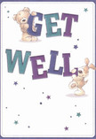 Brimming with warmth and playful optimism, this illustrated get well card features two endearing companions-a cuddly, plush bear and an exuberant puppy-joining forces to celebrate hope and healing at the heart of Pentonville. The characters spring joyfully from the card, their arms and paws wrapped around the large, brightly painted indigo and teal letters of 'Get Well.' The artwork captures the feeling of a gentle smile exchanged on a walk through Granary Square-a moment of genuine connection. Soft brushstrokes imbue each figure's fur with a feathery, tactile softness, inviting comfort as real as a favourite blanket. The letterforms themselves are bold and friendly, providing structure to the cheerful scene, while scattered stars in many hues of blue and violet sparkle above a serene cream backdrop. These stars echo the sense of possibility and magic that fills the air when healing wishes are shared. The overall impression is one of buoyant encouragement-perfect for delivering sincere comfort to a neighbour in recovery or sharing kindness with a loved one throughout the Pentonville area. Every illustrated detail seems placed with the same thoughtful care as a bespoke bouquet, making this card a little celebration of resilience, laughter, and heartfelt community support.